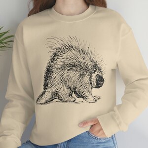Porcupine Sweatshirt: Line Art Drawing, Comfy Crewneck