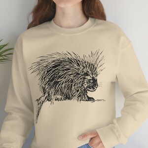 Porcupine Sweatshirt: Line Art Drawing, Comfy Crewneck