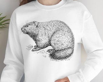Groundhog Line Art Sweatshirt: Comfy Crewneck