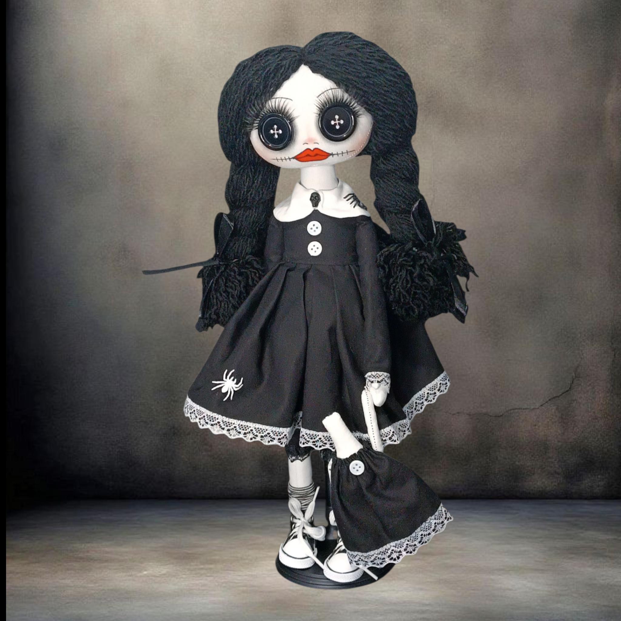 Creepy Cute Art Doll / Wednesday Inspired, 18