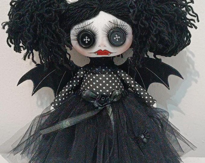 Gothic Vampire Rag Doll: OOAK Textile Art, Halloween Decor - Etsy