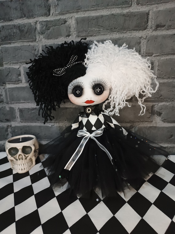 Wednesday Addams doll Creepy art doll Gothic art unique doll Rag doll Movie  doll