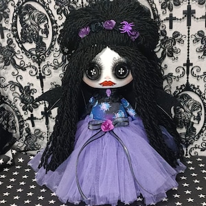 Handmade Goth Vampire Doll: Collectible Spooky Art Doll