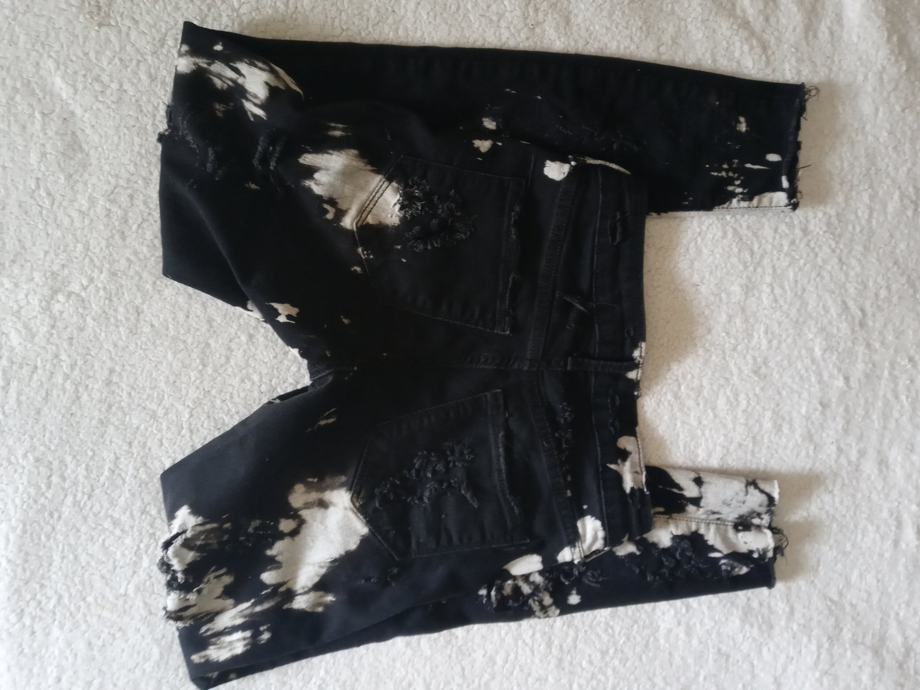 Distressed Street Wear Bleach Black Jeans Size 1 Etsy UK