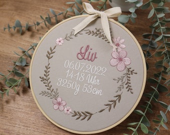 Name tag PAULA, personalized embroidery frame small flowers - free national shipping