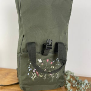 Rucksack, Rollrucksack, BackPack mit Wildblumen Stickerei Bild 10