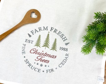 besticktes Geschirrtuch CHRISTMAS TREES - American Farmhouse Design
