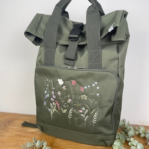 Rucksack, Rollrucksack, BackPack mit Wildblumen Stickerei Bild 1