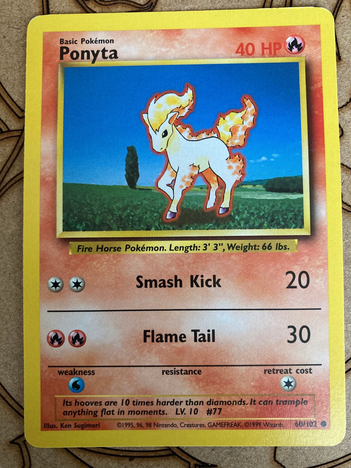 Genuine Original Pokemon Card Ponyta 60/102 Base Set 1999 Etsy