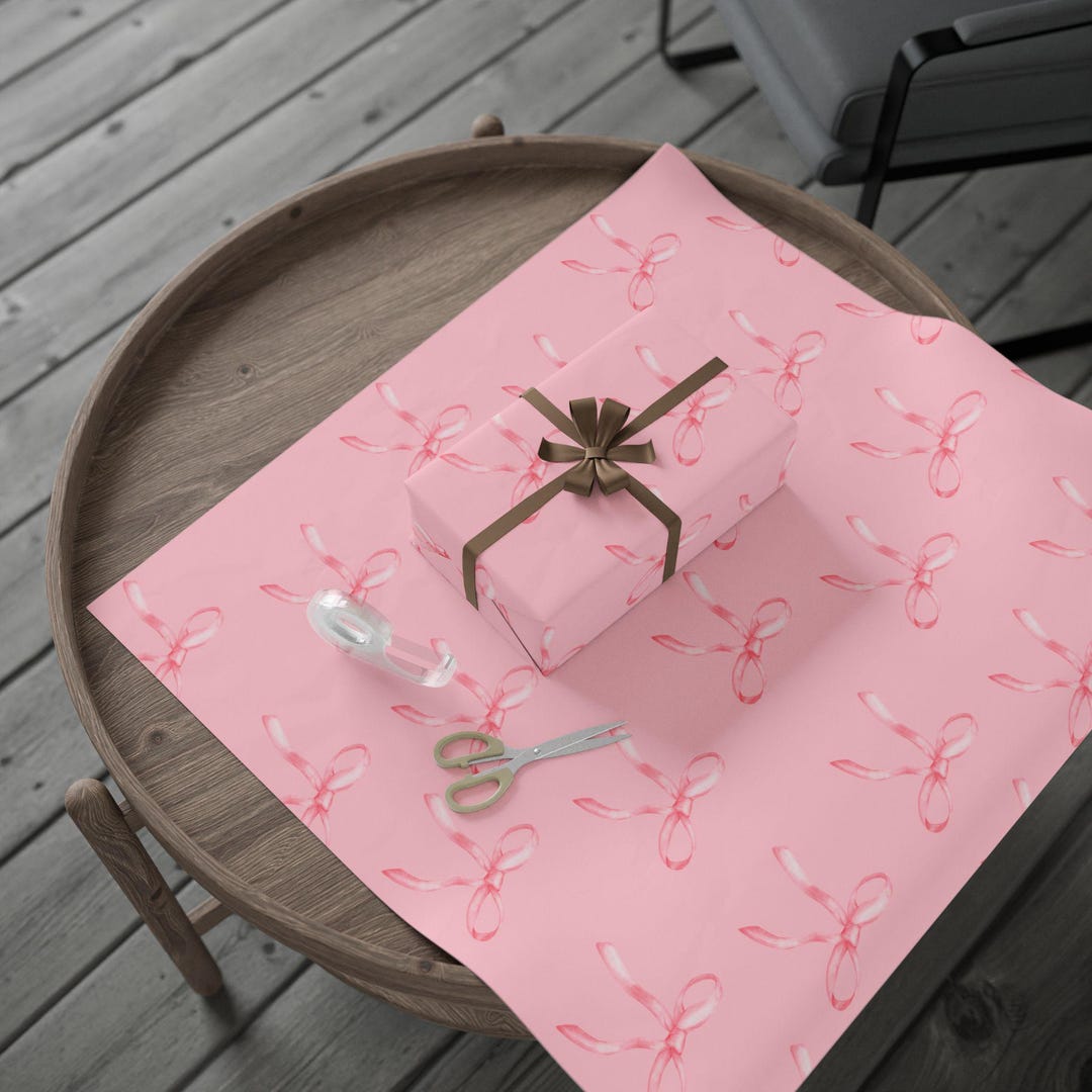 Pink Ribbon Wrapping Paper for Celebrations, Gift Wrap, Party Decor ...