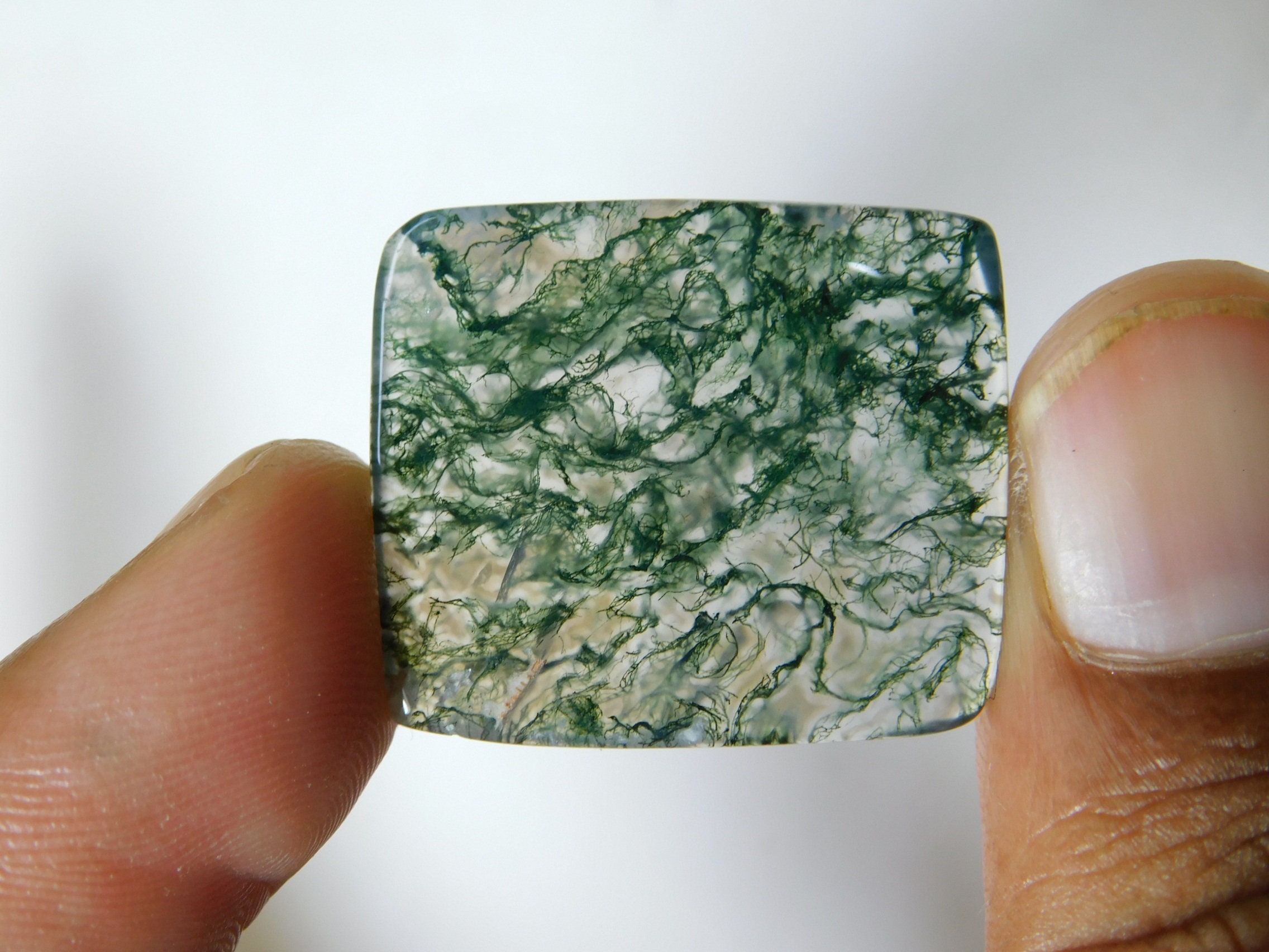 Top Green Moss agate Loose Stone cabochon Gemstone | Etsy