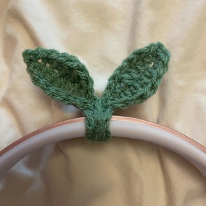 Cute green crochet sprout tie for headphones/ headband accessory