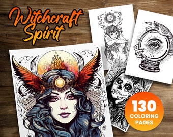 Witch Spirit Malbuch: 130+ Graustufen Hexerei Seiten (druckbare PDF)