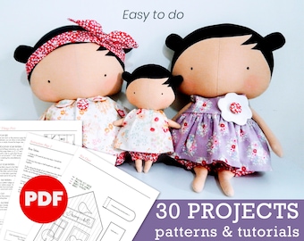 Tilda Doll patroon, poppen en speelgoed patroon, PDF Naaiproject, Doll Tutorial, Dolls Pattens naaien, Dieren naaipatroon, diy doll cadeau