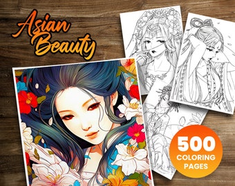 500+ Asian Beauty Coloring Pages: Vintage Ladies, Manga Art (Printable PDF)