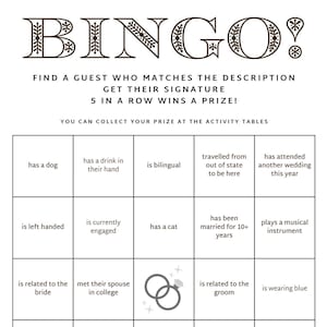 Bingokaarten bruiloftsgast