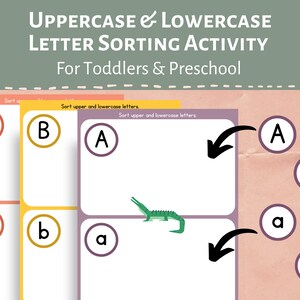Clasificación de letras mayúsculas y minúsculas Carpeta de aprendizaje imprimible/preescolar o libro ocupado para niños pequeños/hojas de trabajo del alfabeto para el reconocimiento de letras
