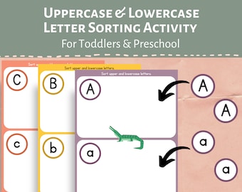 Uppercase & Lowercase Letter Sorting Printable | Preschool Learning Binder or Toddler Busy Book | Alphabet Worksheets for Letter Recognition
