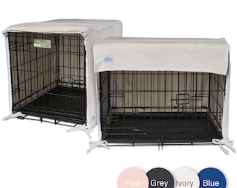 Pet Dreams Dog Crate Cover - Breathable Fabric Kennel Topper for Double-Door Crates, Luxe Velour, Fits iCrate Cages