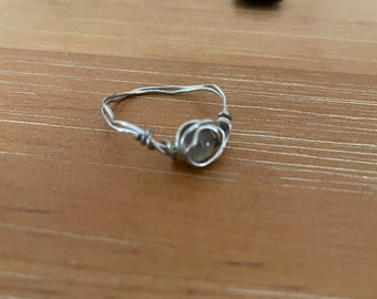Stone wire wrapped ring