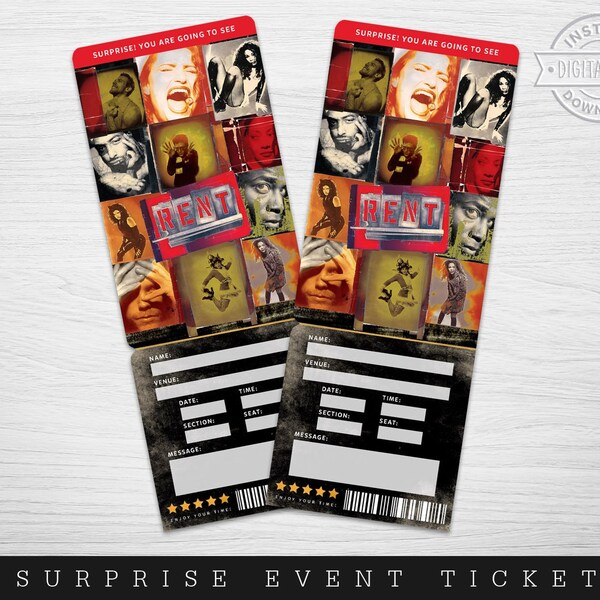 Printable Rent Ticket Etsy