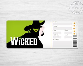 printable wicked broadway surprise ticket wicked musical etsy