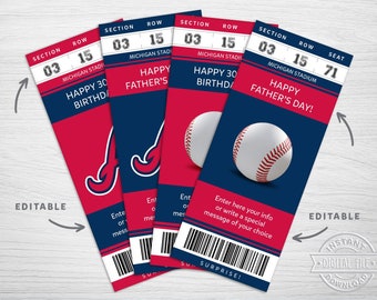 fake baseball ticket etsy