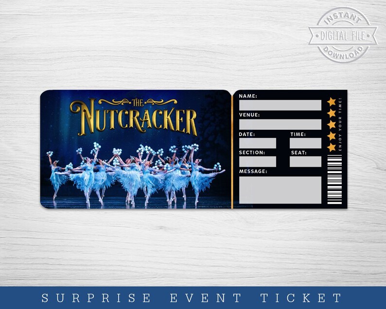 Printable Nutcracker Ballet Broadway Surprise Ticket Etsy Hong Kong