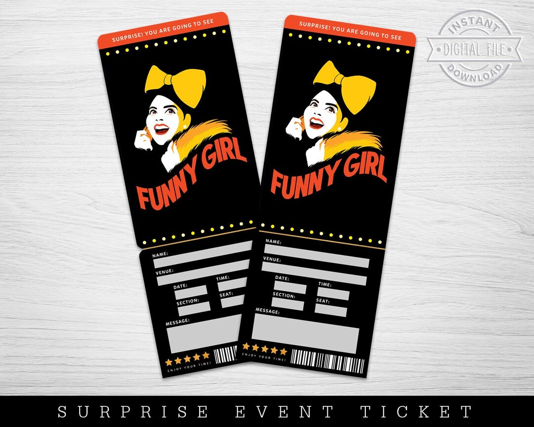 Printable Funny Girl Broadway Surprise Ticket Funny Girl the Etsy