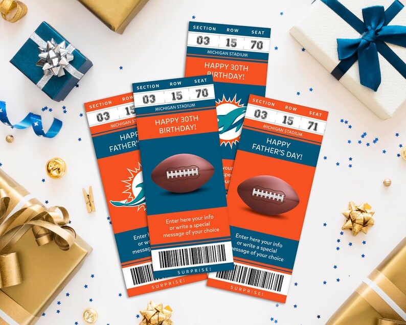 Digital Miami Dolphins Surprise Ticket Gift Dolphins Game Etsy