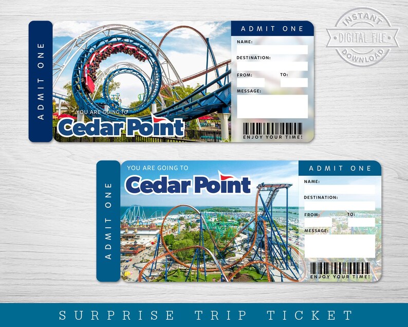 Digital CEDAR POINT Surprise Trip Gift Ticket Amusement Park Etsy