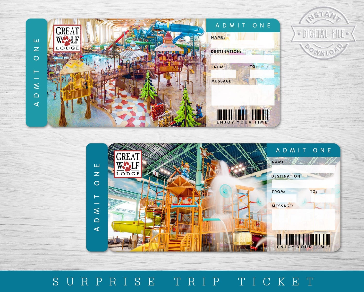 Digital Great Wolf Lodge Surprise Trip Gift Ticket Amusement Etsy