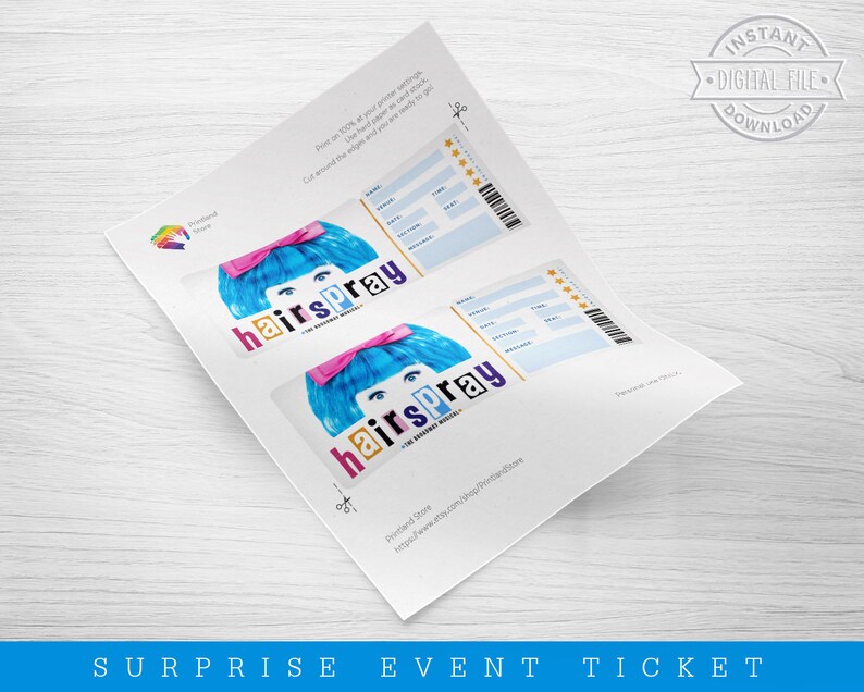 Printable Hairspray Broadway Surprise Ticket Hairspray the Etsy