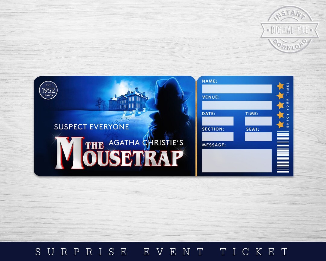Printable Mousetrap Broadway Surprise Ticket Musical Etsy