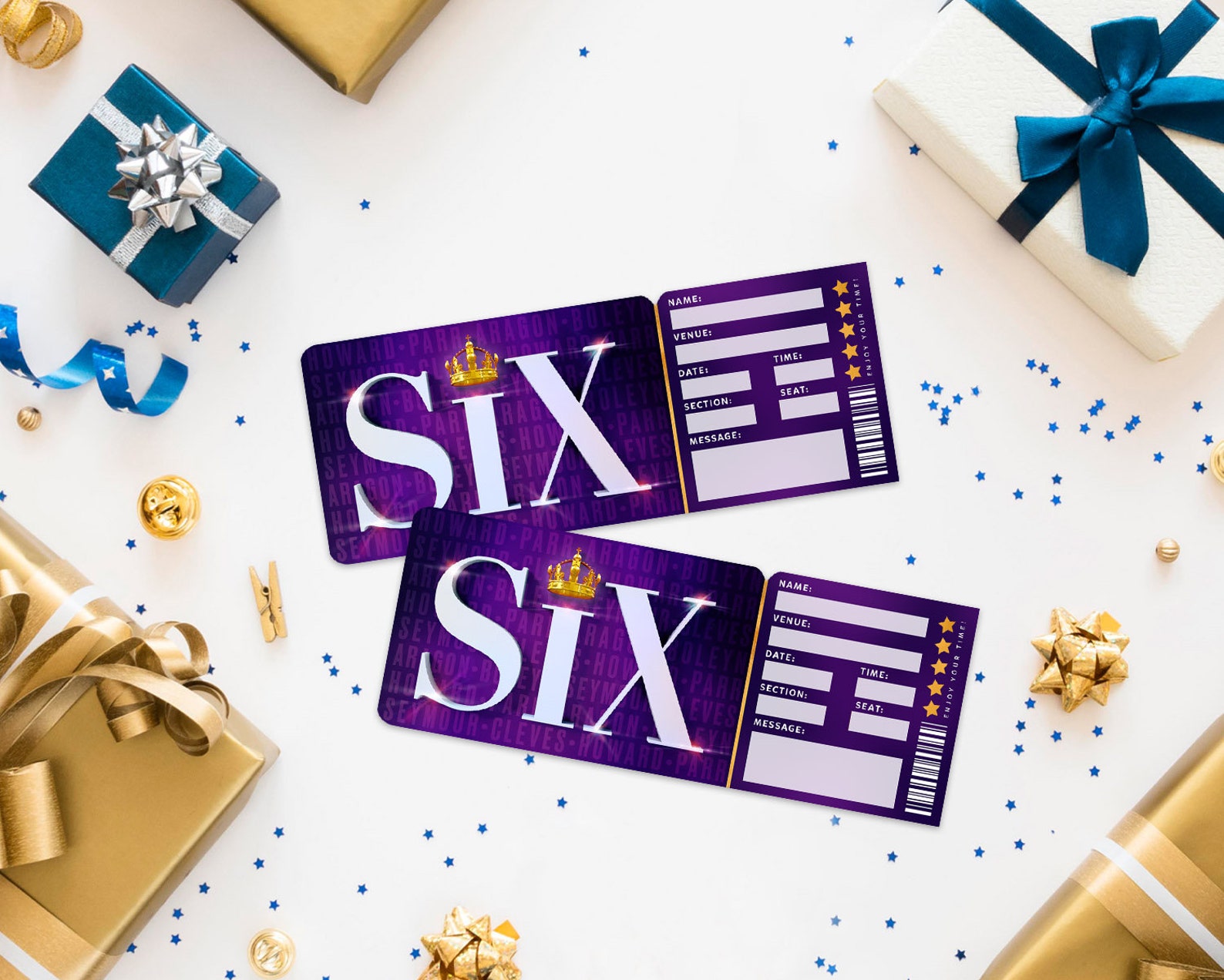 Printable Six Broadway Surprise Ticket Six Musical Etsy UK