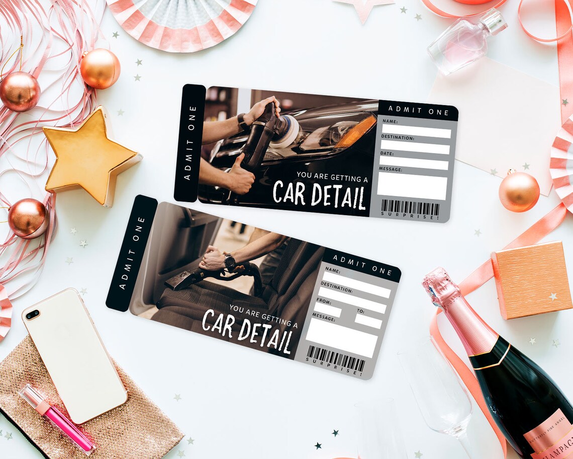 Car Detailing Gift Certificate Car Detail Surprise Gift Etsy