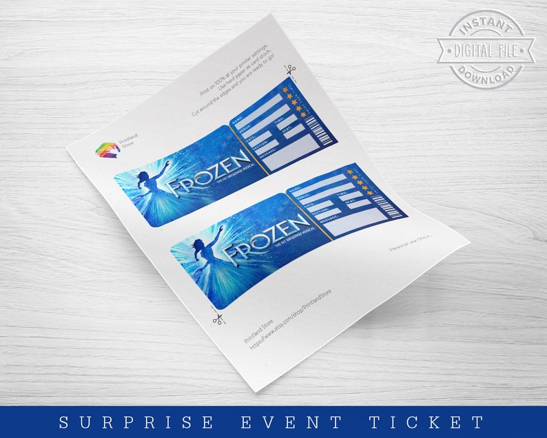 Printable Frozen Broadway Surprise Ticket Frozen the Musical Etsy