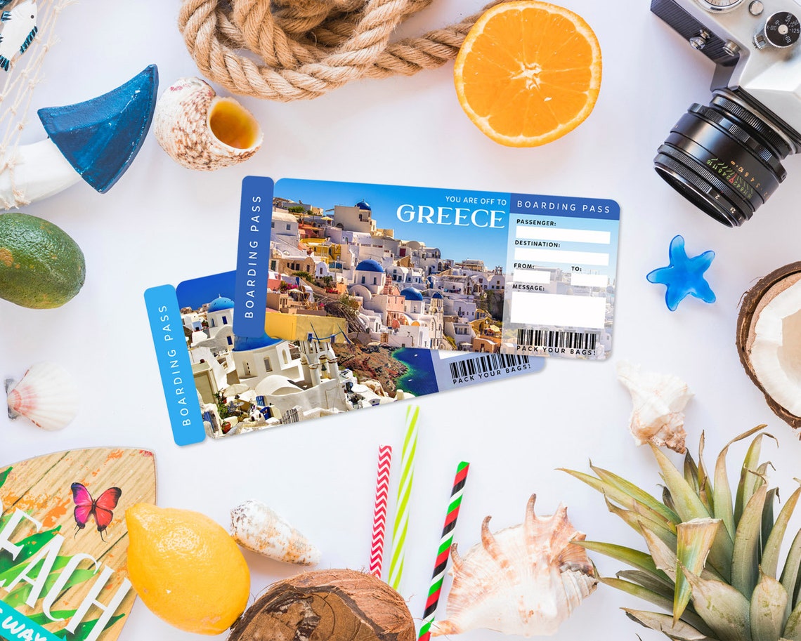 Digital GREECE Surprise Trip Gift Ticket Santorini Printable Etsy
