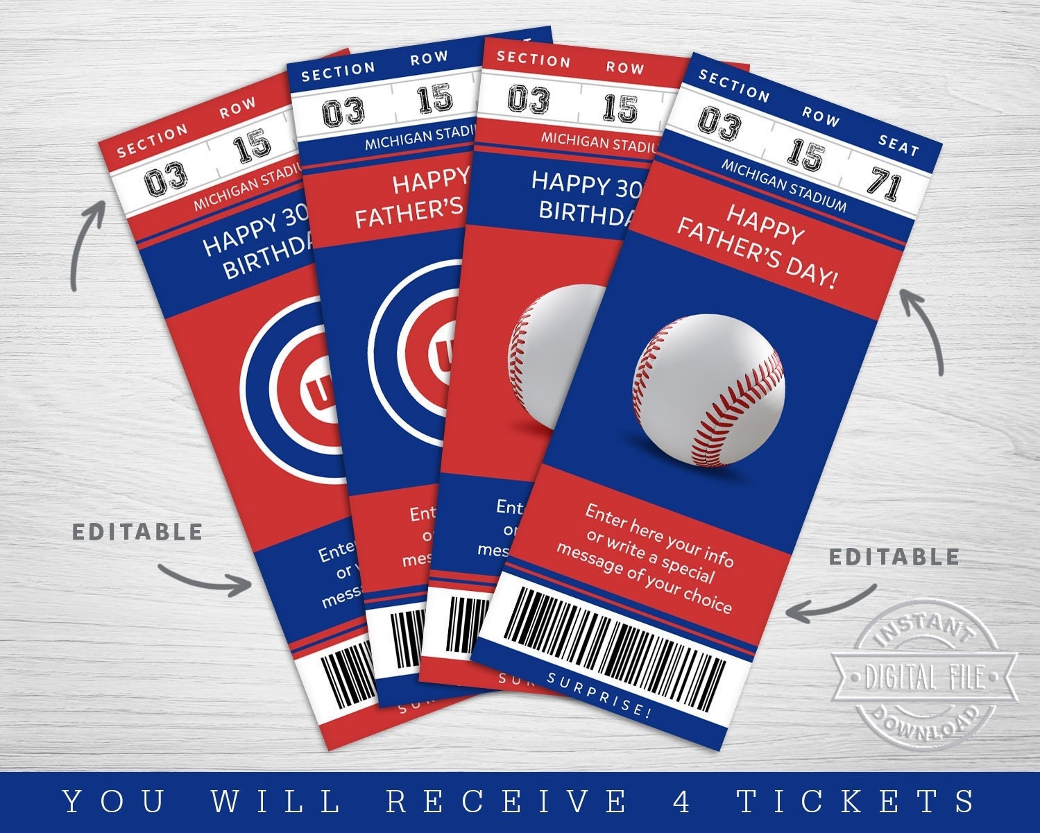 digital chicago cubs surprise ticket gift chicago cubs custom etsy