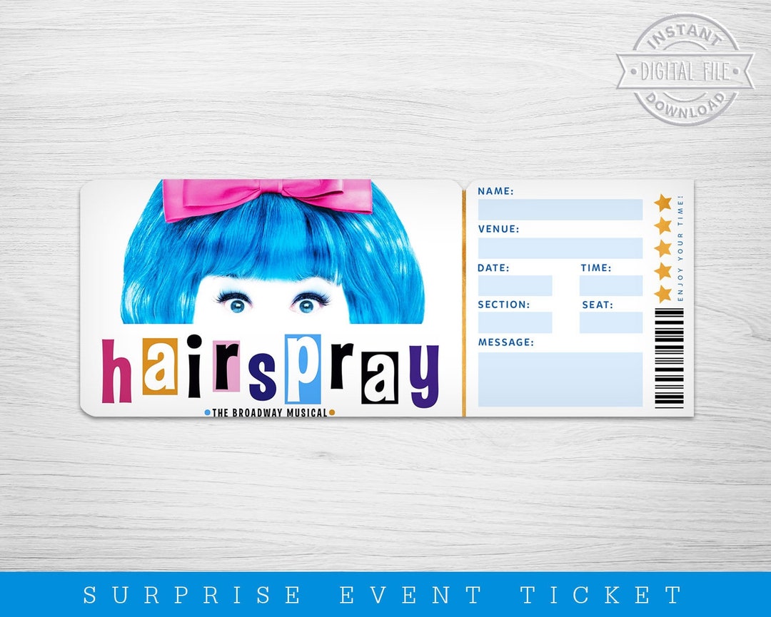 Printable Hairspray Broadway Surprise Ticket Hairspray the Etsy