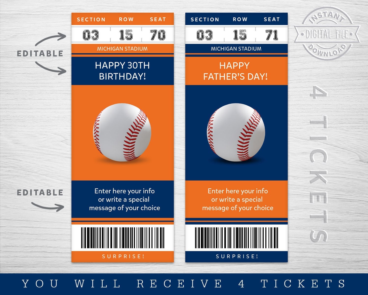 Digital Atlanta Braves Surprise Ticket Gift, Atlanta Braves Custom Ticket,  Baseball Game Surprise Gift Ticket, Editable MLB Gift ticket in 2023