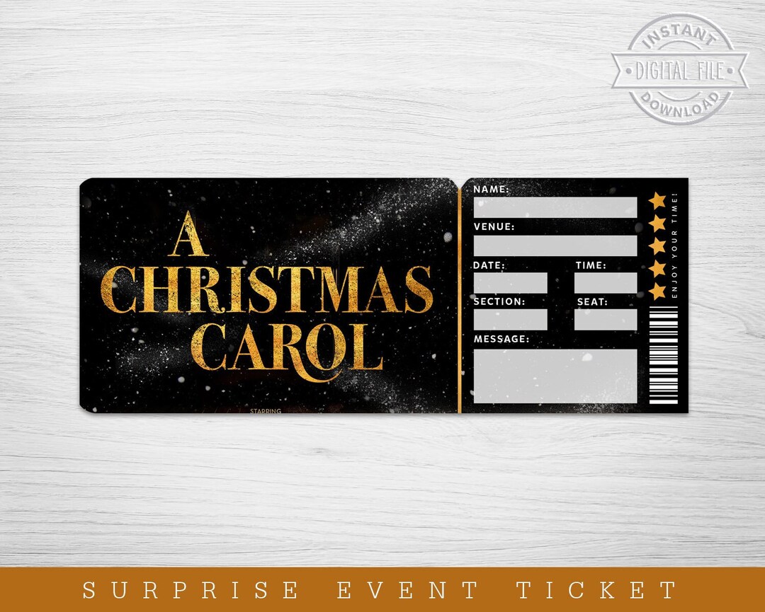 Printable A Christmas Carol Broadway Surprise Ticket A Etsy