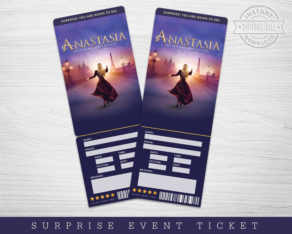 Printable Anastasia Broadway Surprise Ticket Anastasia the Etsy