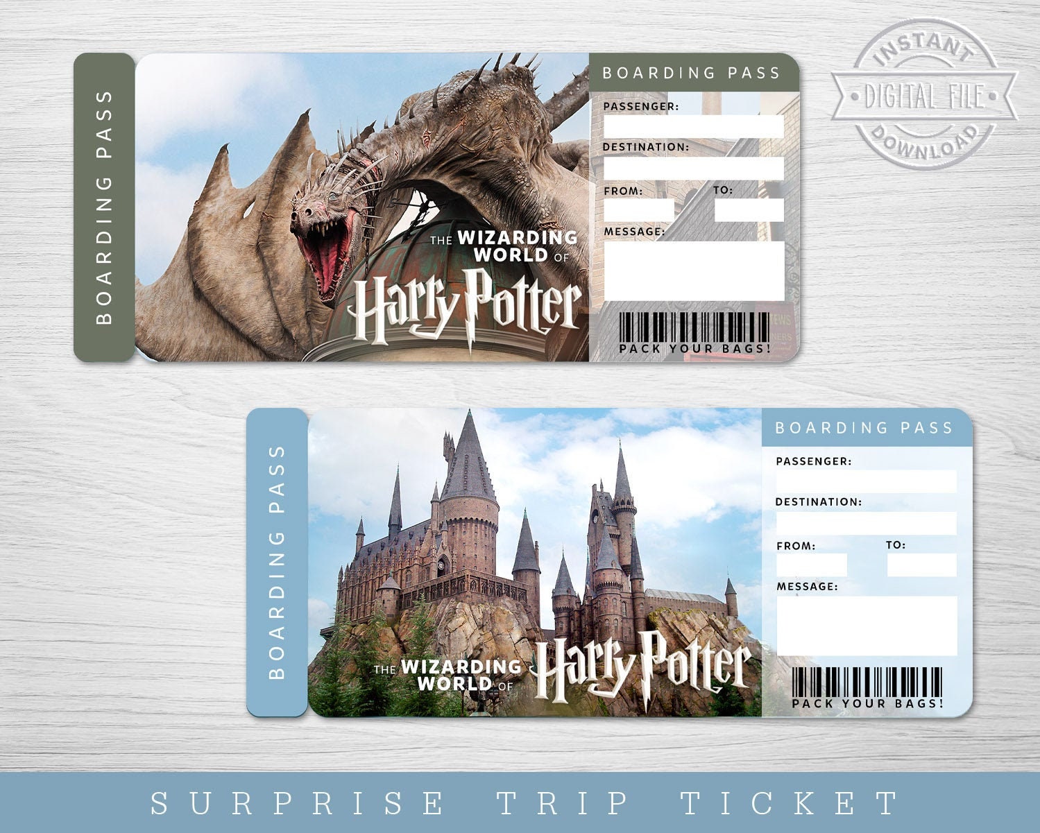 Digital UNIVERSAL STUDIOS Surprise Trip Gift Ticket Printable Etsy