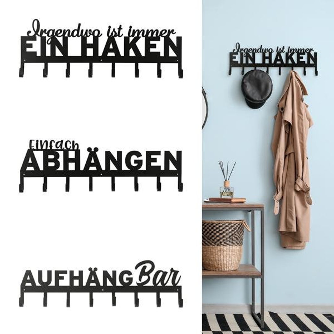 Garderobenleiste mit Spruch ca. 70 cm breit aus Eisen mit 8 Etsy.de