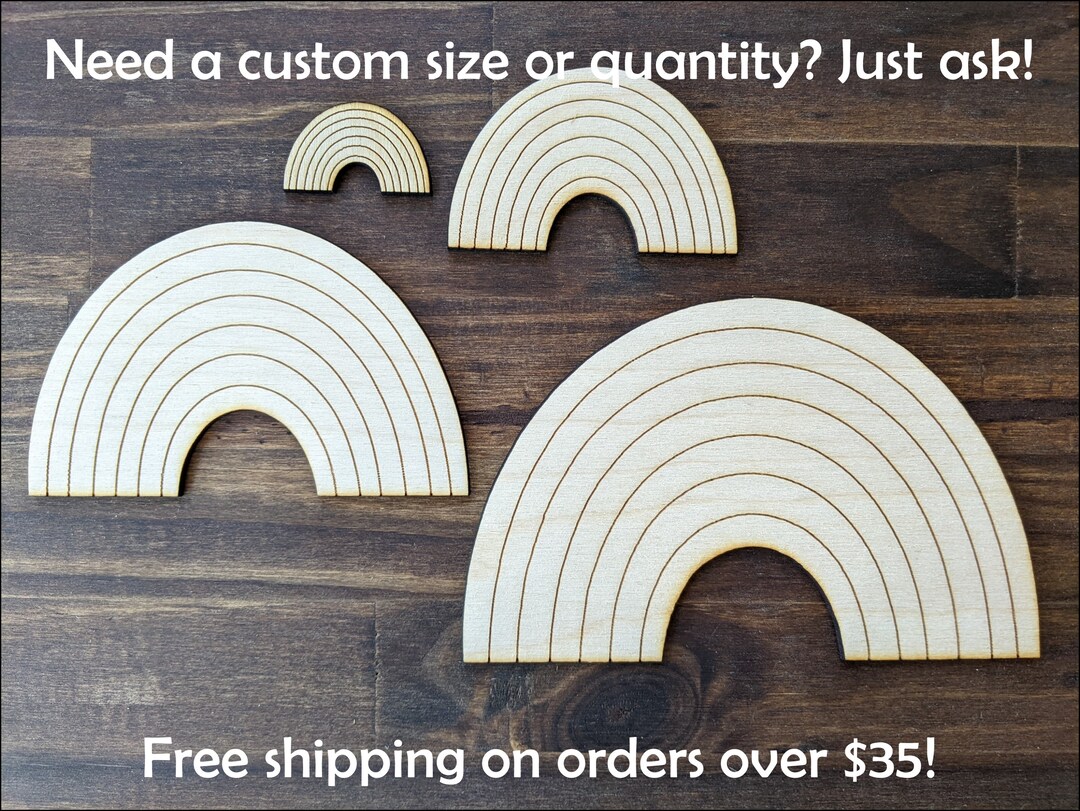 Rainbow Laser Cut Wood Shape 1 2 3 4 Inch Unfinished Wooden Cutout for