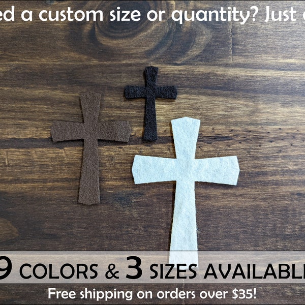 Christian Cross - Laser Cut Felt Shape - 2 3 4 inch - Felt Cutout for Crafts - Packs of 10 25 50