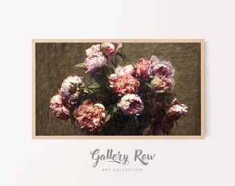 Samsung Frame TV Vintage Art, Peonies Vintage Frame TV Art, TV Art