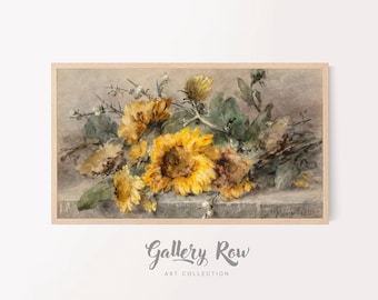 Samsung Frame TV Vintage Art, Sunflowers Vintage Frame TV Art, TV Art