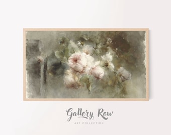 Samsung Frame TV Vintage Art, Watercolor Roses Vintage Frame TV Art, TV Art